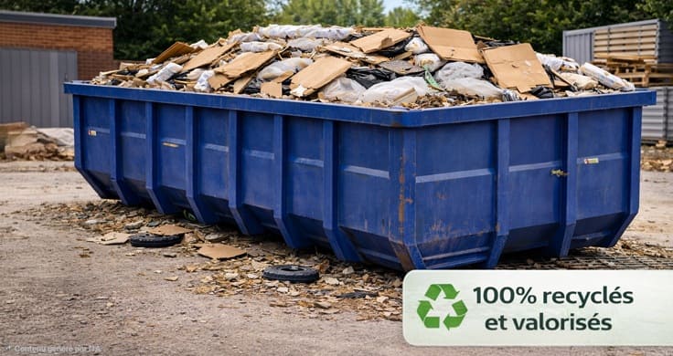 Benne remplie de déchets industriels banals