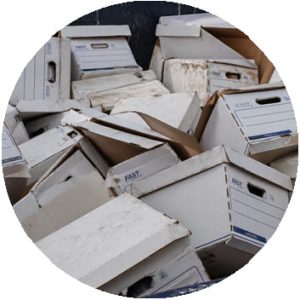 Boîtes d'archives acceptées en benne recyclage