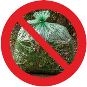 Sacs plastiques interdits dans une benne de déchets verts