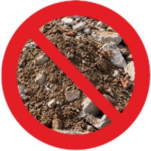 Gravats ou terre interdits dans une benne de déchets verts