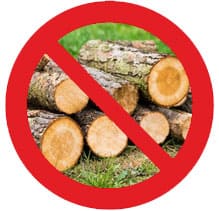 Souche d’arbre interdite dans une benne bois