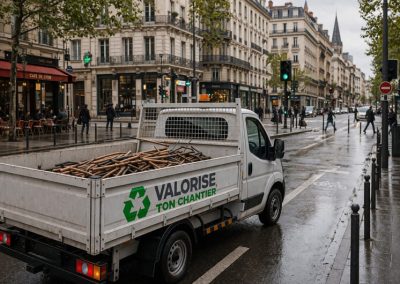 Collecte rapide de cuivre dans le Rhône avec un camion benne